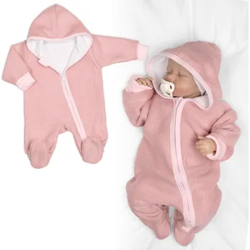 Pletený overal s kapucí, CUTE - pudrově růžový, veľ. 74