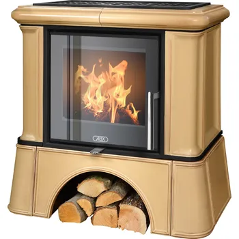 Krbová kamna ABX, spol. s.r.o. ABX Ikaria exklusive černý korpus, opláštění kachle tabakbraun 6 kW, kachlový sokl