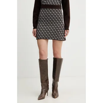 Dámská sukně Sukně s příměsí vlny Guess AUBREY hnědá barva, mini, pouzdrová, W5BD81 Z3JD2 W5BD81.Z3JD2 89X, vel. M