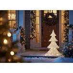 LED venkovní dekorace ve tvaru vánočního stromku bílá kovová 95 cm osvětlená vánoční figurka moderní styl interiér exteriér Beliani