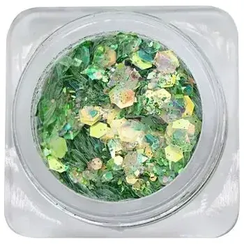 Šestihranky s brokátem na zdobení nehtů - Green