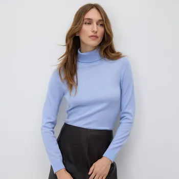 Dámský svetr Reserved - Rolák z vlny - světle modrá - 186HI-50X - 186HI-50X-L
