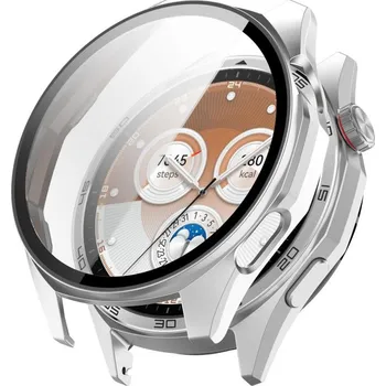 Příslušenství k chytrým hodinkám VSECHNONAMOBIL 123566 PC FULL COVER Plastový kryt se sklem pro Huawei Watch GT 6 46mm stříbrný