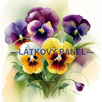 Látkový panel - Macešky - KYT-220 Velikost: 25x25cm, Materiál: Kočárkovina