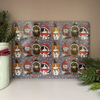 prostírání Korkové vánoční prostírání Christmas Cats - Alex Clark, 29 x 21,5 cm (Prostírání s kočkou, kočka, Vánoce)