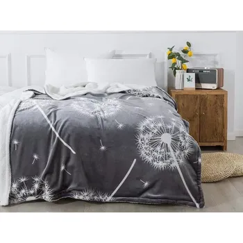 deka NOVINKA 2025 ! DEKA MIKROFLANEL S BERÁNKEM 150x200cm - PAMPELIŠKY ŠEDÉ