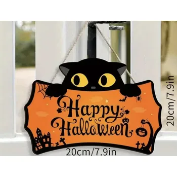 Malá dekorace na dveře - HALLOWEEN - KOČKA (Značka: GUANGDONG )