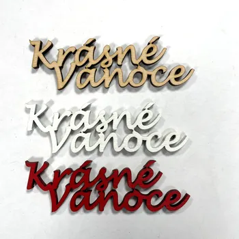 Vánoční dekorace Nápis Krásné Vánoce, 12 cm Barva: Bílá