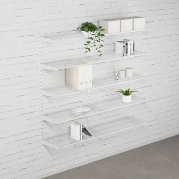 regál Walteco Nástěnná regálová sestava DOUBLE, 1500x1630 mm, bílá