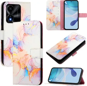 Pouzdro na tablet VSECHNONAMOBIL 123704 ART MARBLE Peněženkový kryt pro Honor X5c Plus WHITE ORANGE