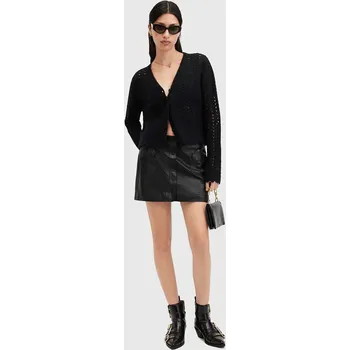 Dámská sukně Kožená sukně AllSaints ROCK MINI černá barva, mini, W018RB 99X, vel. 36