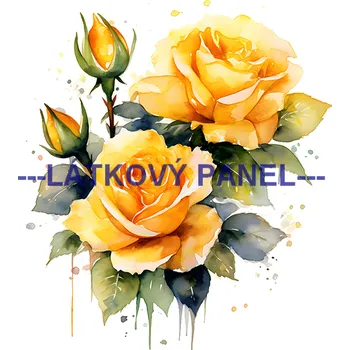Látkový panel - Růže žluté - KYT-232 Velikost: 30x30cm, Materiál: Kočárkovina
