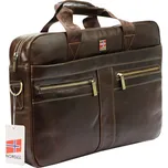 Kožená tmavěhnědá business taška (aktovka) Nordee S134B na notebook