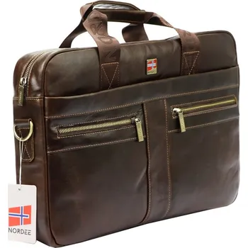 Kabelka Kožená tmavěhnědá business taška (aktovka) Nordee S134B na notebook