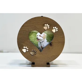 Obraz Li-Go Foto rámeček "Psí srdce" 20x22cm s podsvícením provedení povrchu: dub světlý, varianta foto rámečku: s podsvícením do sítě 230V