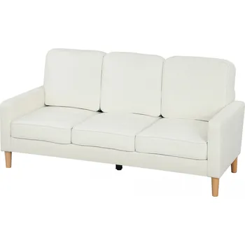 Pohovka 3místná pohovka s područkami, 185 x 79 x 82 cm | krémově bílá