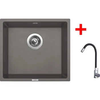 Kuchyňský dřez Granitový dřez Sinks FRAME 457 Truffle + Elasta nerez/černá G21354