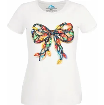 Dámské tričko Dámské tričko Vánoční Mašle ze Světýlek (Velikost: S, Barva: Bílá)