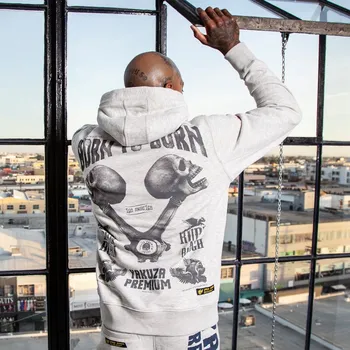 Pánská mikina Pánská mikina Yakuza Premium s kapucí 3823 C hellgrau velikost: 3XL