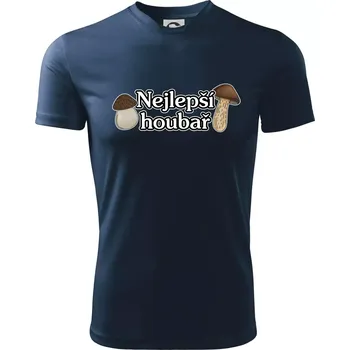 Nejlepší houbař - nápis s houbama - Dětské triko sportovní (dresovina) - 146 cm/10 let ( Námořní modrá (velmi tmavá - téměř černá) )