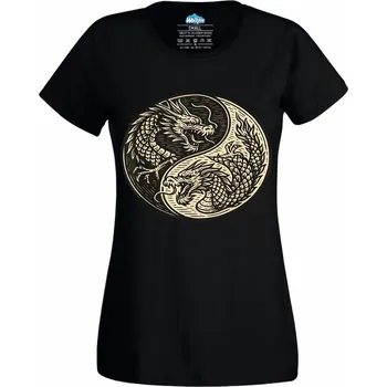 Dámské tričko Jin a Jang Drak Yin Yang Dragon (Velikost: 4XL, Barva: Černá)