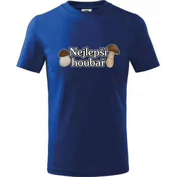 Nejlepší houbař - nápis s houbama - Tričko dětské bavlněné - 98 cm / 2 roky ( Královská modrá )
