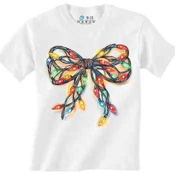 Dívčí tričko Dětské tričko Vánoční Mašle ze Světýlek (Barva: Bílá)