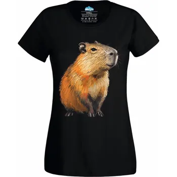 Dámské tričko Elegantní Kapybara (Velikost: 4XL, Barva: Černá)