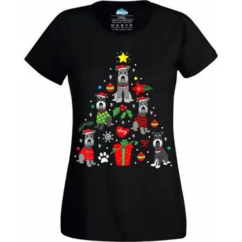 Dámské tričko Vánoční Stromek z Kníračů (Velikost: 4XL, Barva: Černá)