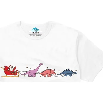 Pánské tričko Pánské tričko Santa a Dinosauří Spřežení (Velikost: S, Barva: Bílá)