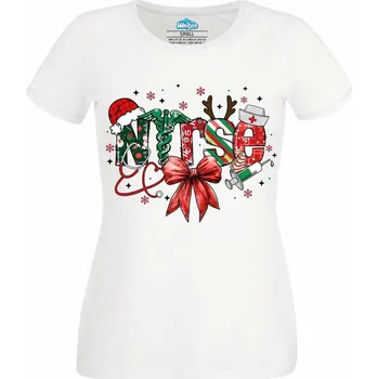 Dámské tričko Dámské tričko Vánoční Sestřička Nurse (Velikost: S, Barva: Bílá)