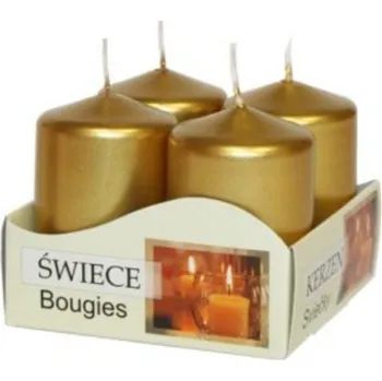 Svíčka Vánoční adventní svíčky - 6cm zlatá / 4ks