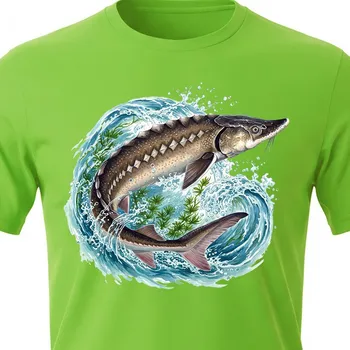 Dětské rybářské tričko Jeseter - velikost 134, Barva Zelená