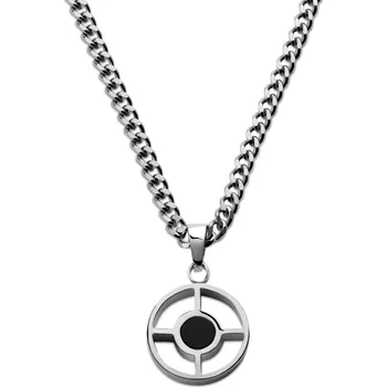 Náhrdelník Cruz | Náhrdelník z&nbsp;nerezové oceli stříbrné barvy s&nbsp;kulatým černým onyxem - Arkai