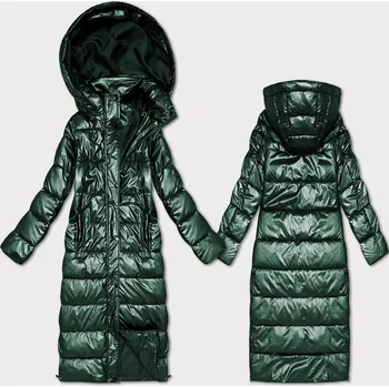 Zelená dlouhá prošívaná bunda pro přechodné období s kapucí (T3-2629#-33) odstíny zelené S (36)