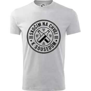 Skočím na chvíli k sousedům - Tričko dětské bavlněné - 98 cm / 2 roky ( Světlešedý Melír )