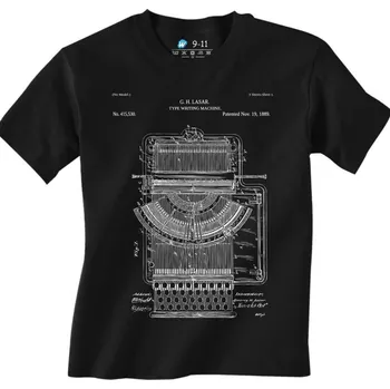 Dívčí tričko Dětské tričko Psací Stroj Patent G.H. Lasar (Velikost: 5-6, Barva: Černá)