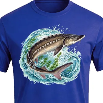 Chlapecké tričko Dětské rybářské tričko Jeseter - velikost 122, Barva Modrá