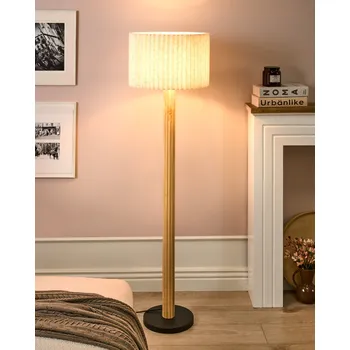 Stojací lampa Stojací lampa světle béžová látka lněná matná kaučuková základna jídelna obývací pokoj ložnice moderní skandinávský styl Beliani