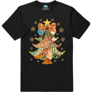 Pánské tričko Pánské tričko Záplatovaný Vánoční Stromek (Velikost: 3XL, Barva: Černá)