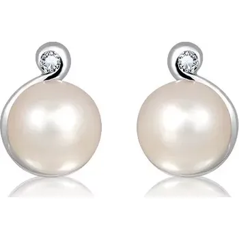 Náušnice Nona S Pearl and White Topaz - stříbrné náušnice s perlou a topazem