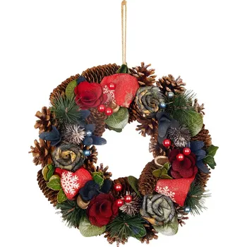 Věnec Věnec MagicHome Vánoce, závěsný, modro-červený, 30 cm