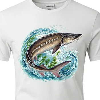 Chlapecké tričko Dětské rybářské tričko Jeseter - velikost 134, Barva Bílá