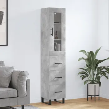 Příborník do zásuvky vidaXL Skříň highboard 34,5x34x180 cm kompozit [3199258] Barva: Betonová šedá