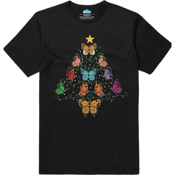 Pánské tričko Pánské tričko Vánoční Stromek z Motýlů (Velikost: XL, Barva: Černá)
