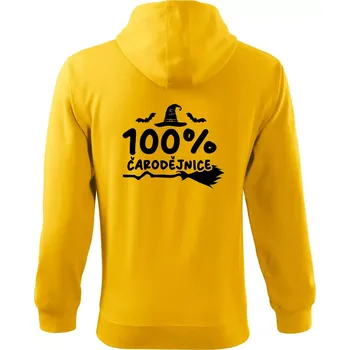 Pánská mikina 100% čarodějnice - Mikina s kapucí na zip trendy zipper - L ( Žlutá )