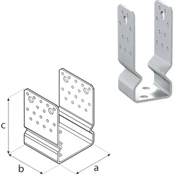 Tesařské kování DOMAX PSSOZ šroubovací patka sloupku typu U Žárový zinek (ZNO) PSSOZ 60 - 61 x 60 x 150 x 4.0 mm (6 ks)