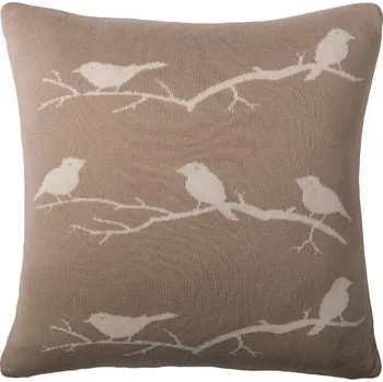 Bytový textil SCANquilt pletený povlak DESIGN ptáci béžovonatur 45 x 45 cm