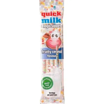 Cukrovinka Quick Milk Magická brčka do mléka příchuť ovoce a cereálie 30 g