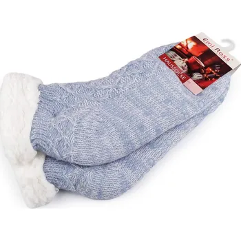 Dámské ponožky Dámské ponožky zimní s protiskluzem, krátké - 28 (vel. 35-38) modrá světlá melír